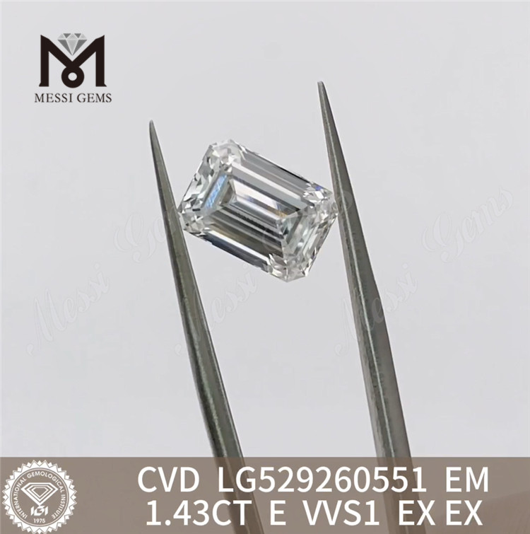 1,43 CT E-Smaragdform, IGI-Diamanten mit VVS1-Bewertung für unverwechselbare Designs – Messigems CVD LG529260551