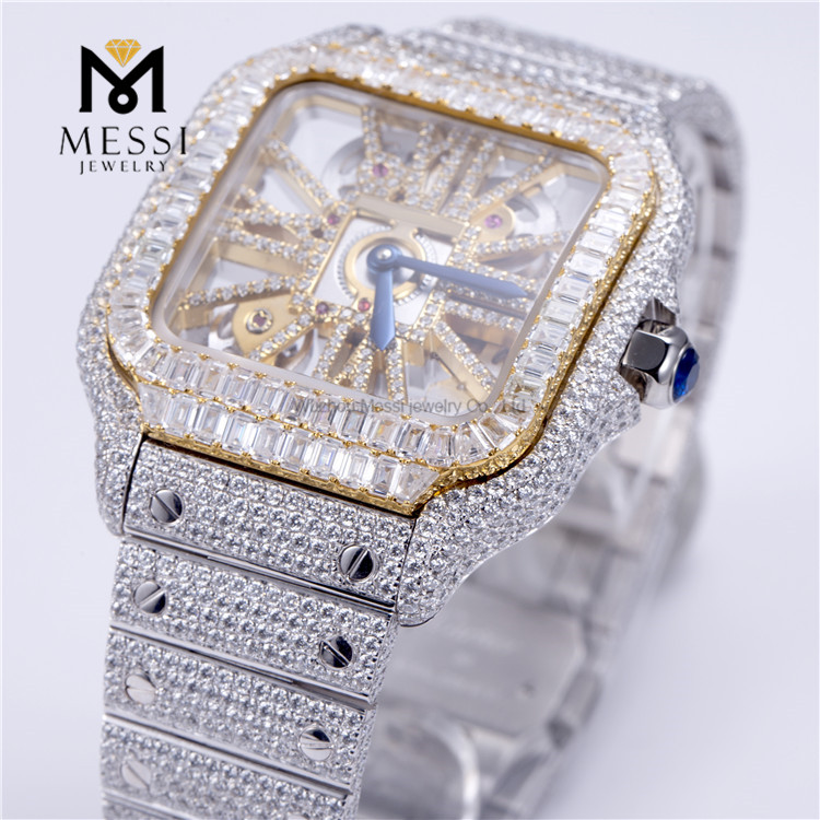 Luxuriöse handgefertigte VVS-Moissanit-Diamantuhr mit Diamanttester