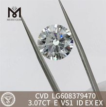 3.07CT E VS1 RD 3ct CVD synthetischer Diamant LG608379470 für benutzerdefinierte Einstellungen丨Messigems 