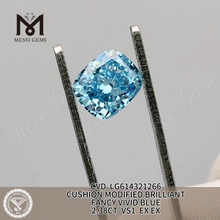 2,38 CT VS1 CUSHION FANCY VIVID BLUE, im Labor gezüchtete, zertifizierte Diamanten von Messigems CVD LG614321266