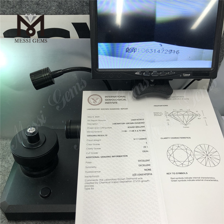 5,11 CT E VS1 ID CVD im Labor gezüchteter Diamant, Porzellan LG631472916 丨Messigems 