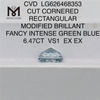 6,47 CT RECHTECKIGER SCHNITT FANCY INTENSE GREEN BLUE VS1 CVD blauer Labordiamant LG626468353 丨Messigems