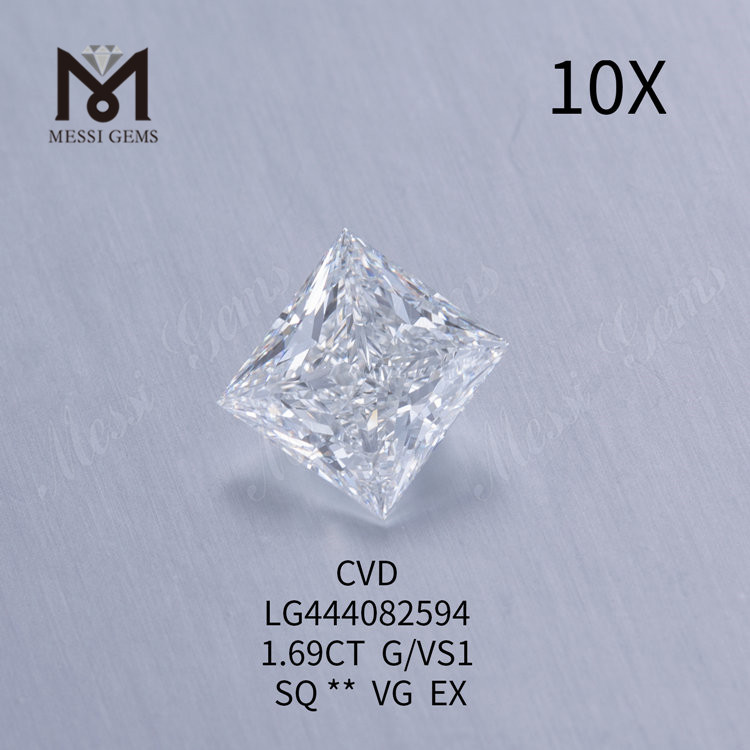 Polierte, im Labor gezüchtete Prinzessdiamanten mit 1,69 Karat G VS1 SQ VG