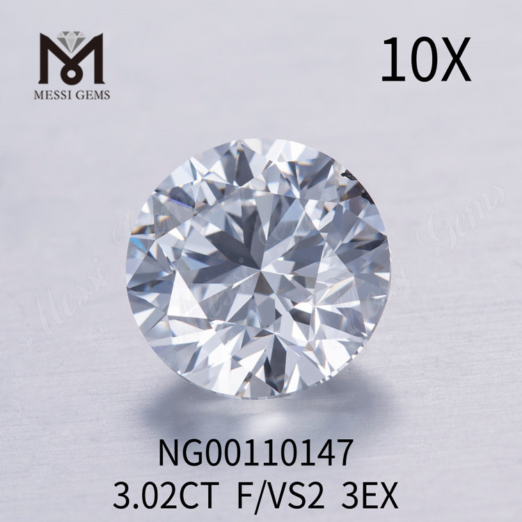 3,02 ct F VS2 Runde, im Labor gezüchtete Diamanten zu verkaufen