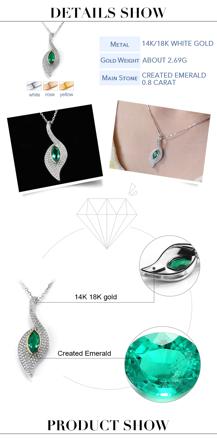 0.8ct Emerald Gold Halskette Details
