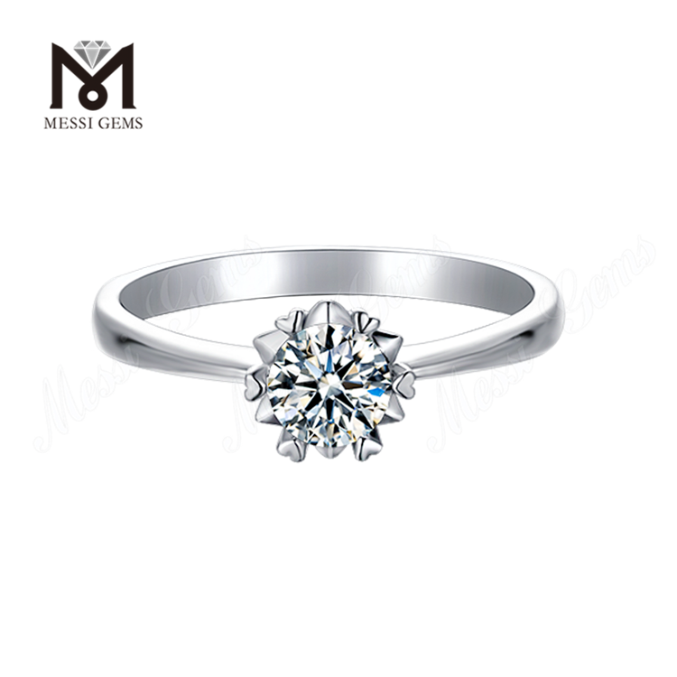 Messi Gems Einzelring aus 1 Karat Moissanit-Diamant, zierlicher Ring aus 925er Sterlingsilber