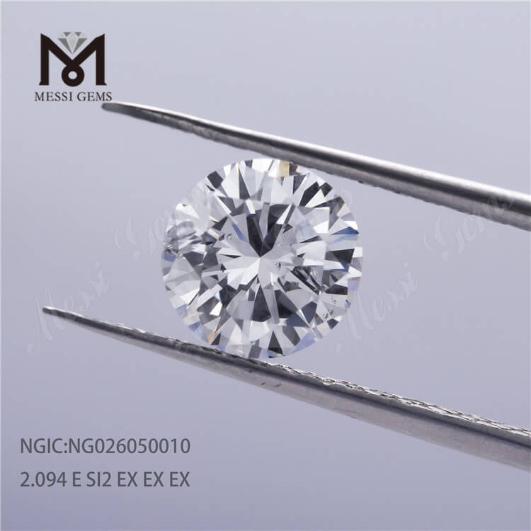 2,09 ct E SI2 Lab Grown Diamonds Round Cut HPHT CVD NGIC-Zertifikat