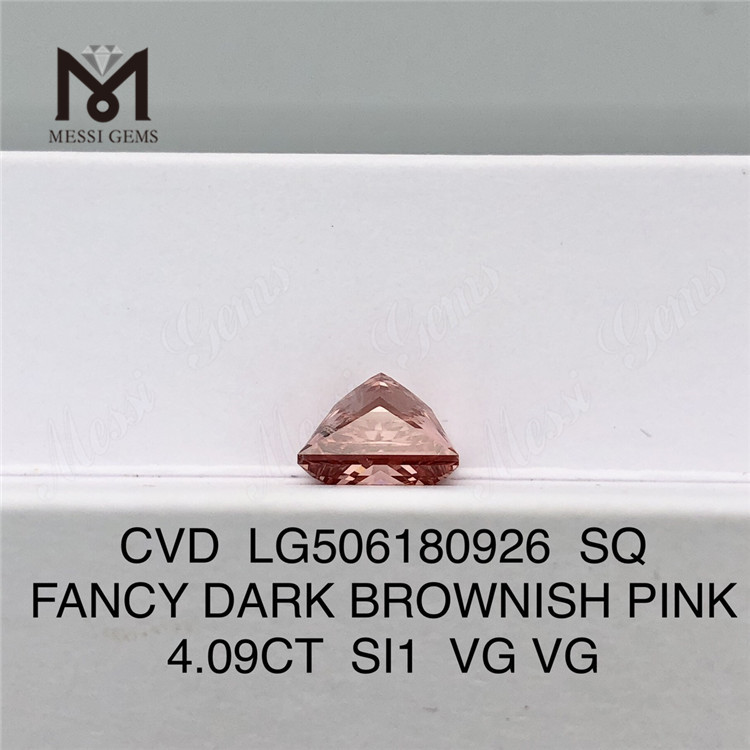 4,09 CT SQ CUT FANCY DARK BROWNISH PINK SI1 VG VG CVD-Labor erstellte rosa Diamanten LG506180926