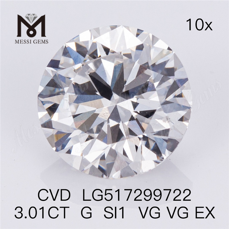 Neupreis: 3,01 ct G SI1 runder, loser, synthetischer, im Labor gezüchteter Diamant