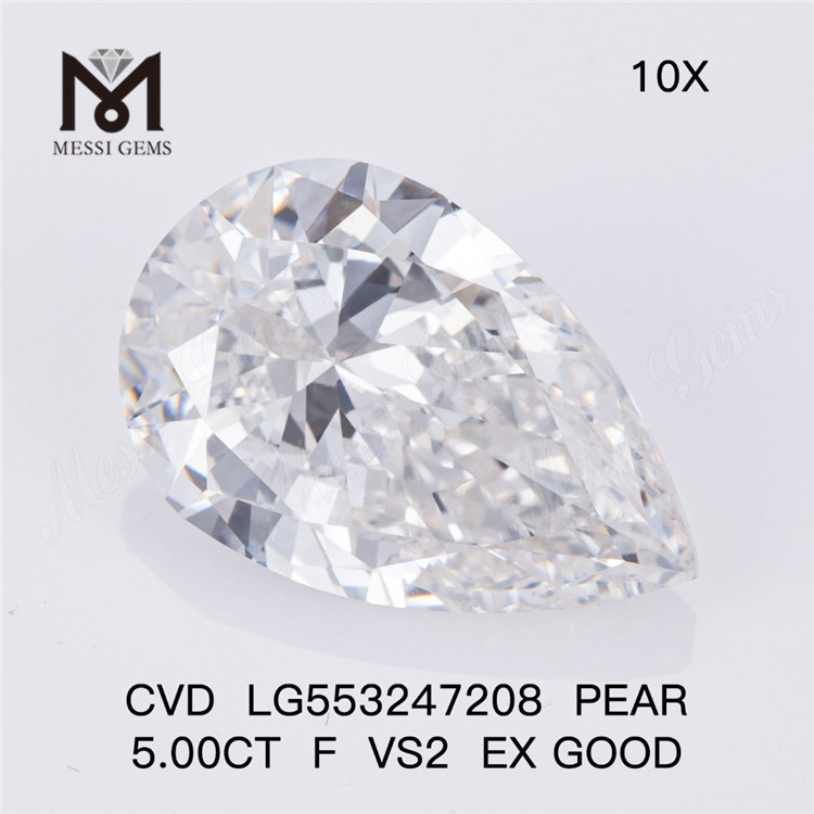 5,00 ct F VS2 EX Guter, birnenförmiger, im Labor gezüchteter Diamant von hoher Qualität