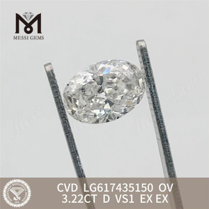 3,22 CT D VS1 ovaler, von Menschenhand geschaffener Diamant IGI丨Messigems CVD LG617435150