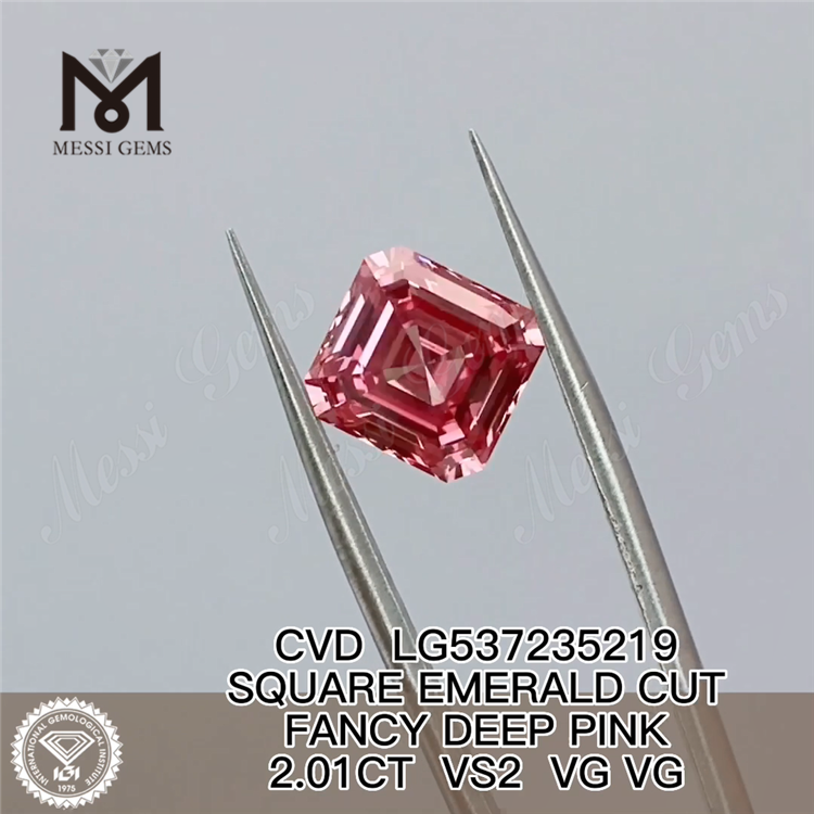 2,01 ct Großhandel Labordiamanten rosa VS2 VG VG CVD SQUARE EMERALD CUT FANCY DEEP CVD LG537235219