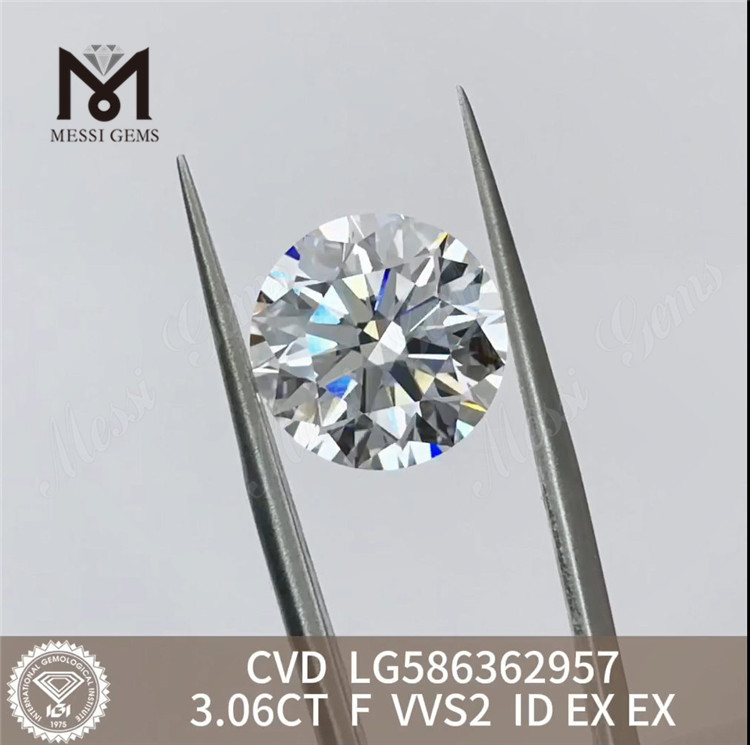 3,06 CT F VVS2 ID EX EX 3 ct lose CVD-Diamanten direkt aus der Fabrik LG586362957丨Messigems 