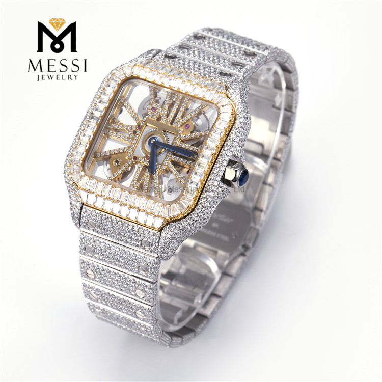 Luxuriöse handgefertigte VVS-Moissanit-Diamantuhr mit Diamanttester