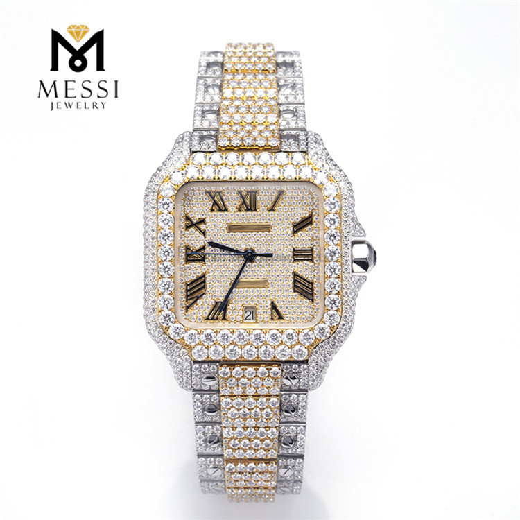 2023 Hip Hop Custom Moissanit Diamant Uhr Luxus VVS Moissanit Iced Out Uhr
