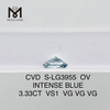 3,33 CT VS1 INTENSIV BLAUER, ovaler Labordiamant, Reinheit und Perfektion: Messigems CVD S-LG3955