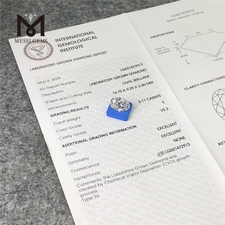 5,11 CT E OV VS2 CVD-Labor-Diamanten LG631472913丨Messigems